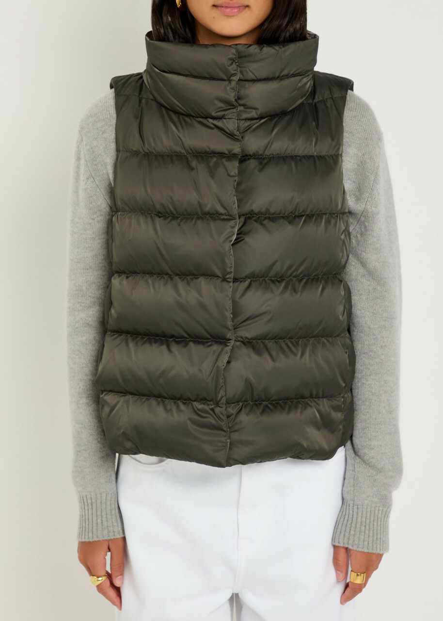 Herno Quilted Hooded Shell and Faux fur Gilet Dark Grey