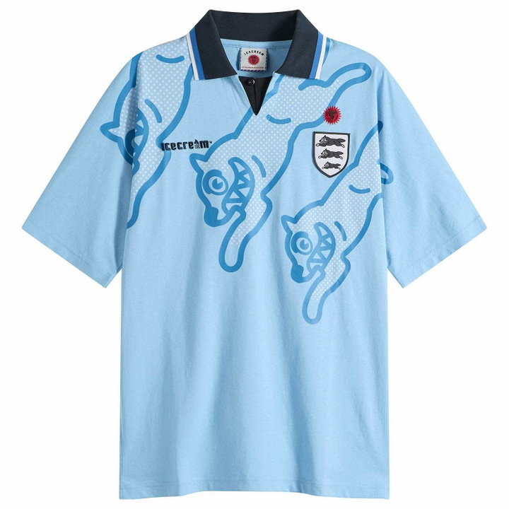 Photo: ICECREAM Men's Running Dog Football Shirt in Blue
