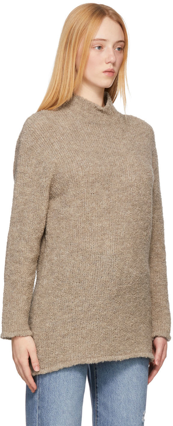 Our Legacy Beige Bouclé Funnel Neck Sweater Our Legacy