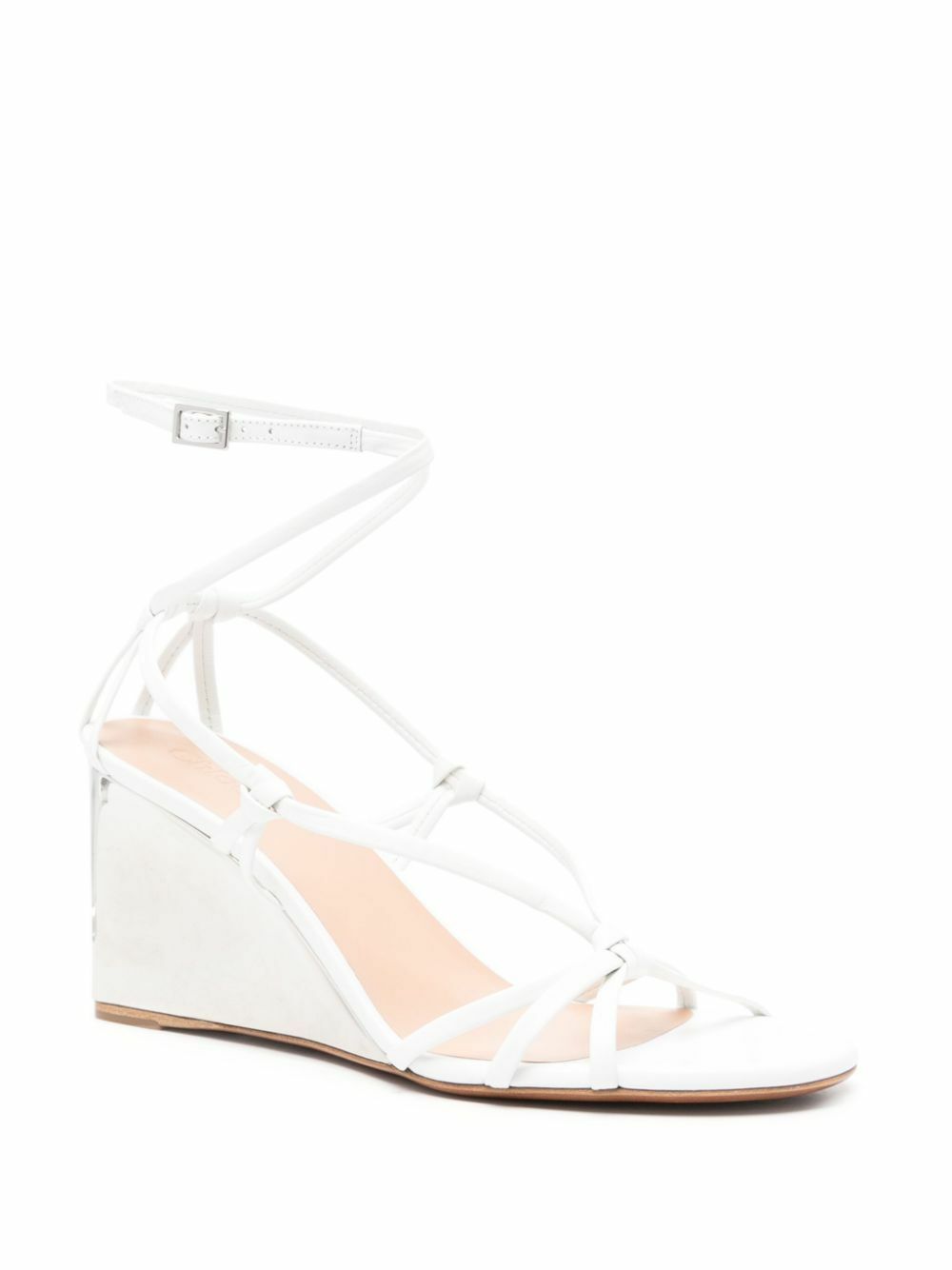 Chloé White Rebecca Wedge Leather Sandals
