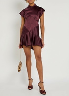 DE LA Vali Alizee Panelled Silk-blend Mini Dress Burgundy