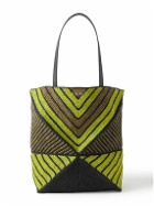 LOEWE - Paula's Ibiza Puzzle Fold Large Leather-Trimmed Striped Raffia Tote Bag