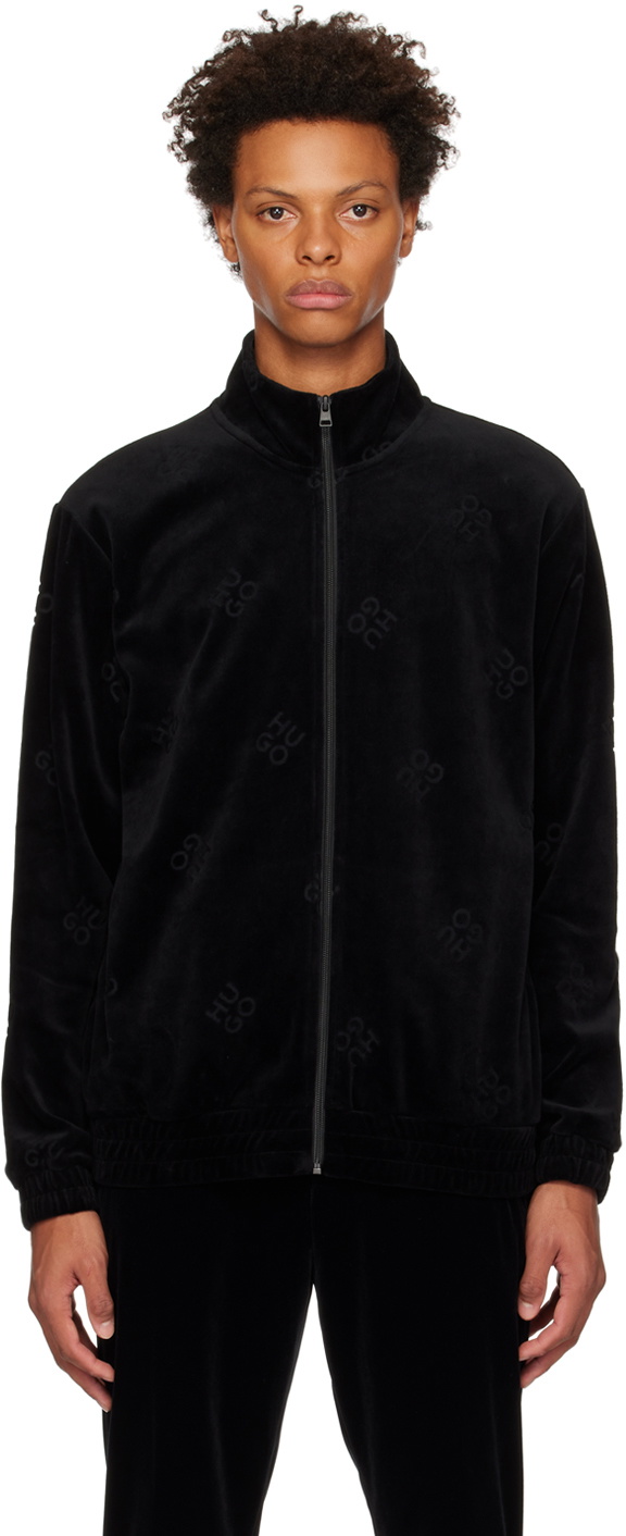 Louis Vuitton Men's Black Cotton Velour Multi Pocket Half Zip