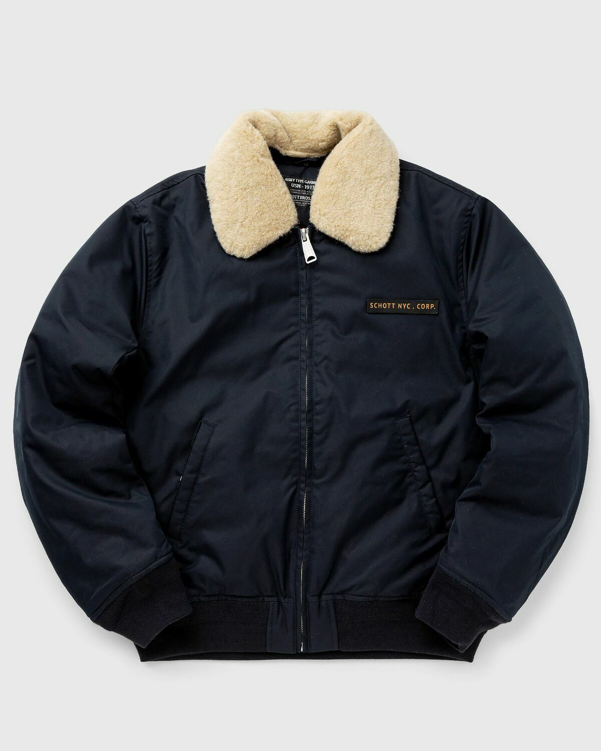 Schott 星条旗 ブラック × ネイビー ブルゾン ジャケット コットン 綿 Schott 星条旗 ブラック × ネイビー ブルゾン ジャケット