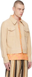 CMMN SWDN Beige Keith Leather Jacket