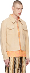 CMMN SWDN Beige Keith Leather Jacket