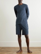 Mr P. - Cotton-Jersey Henley Pyjama Shirt - Blue
