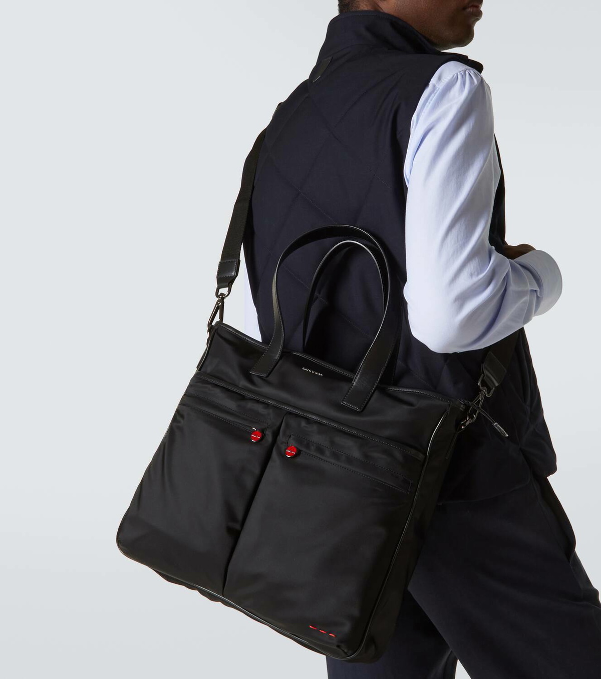 Kiton Leather-trimmed tote bag