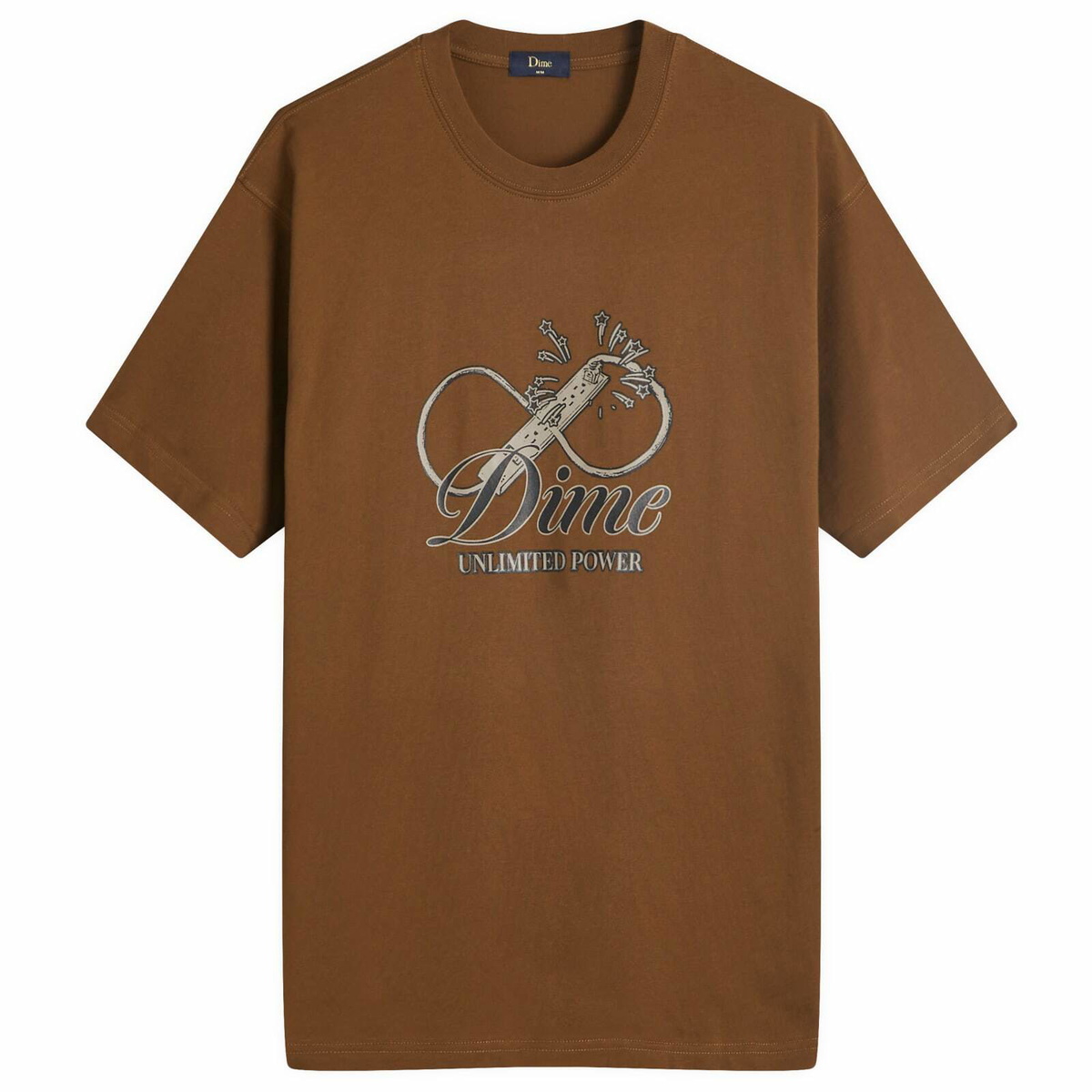 【DIME】 Cursive Power T-Shirt Brown Dime Men's Cursive Power T-Shirt in Dark Brown Dime