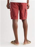 BRUNELLO CUCINELLI - Garment-Dyed Cotton-Twill Drawstring Cargo Shorts - Red