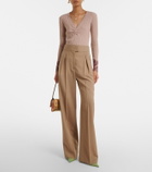 Valentino Pinstripe pleated wool wide-leg pants