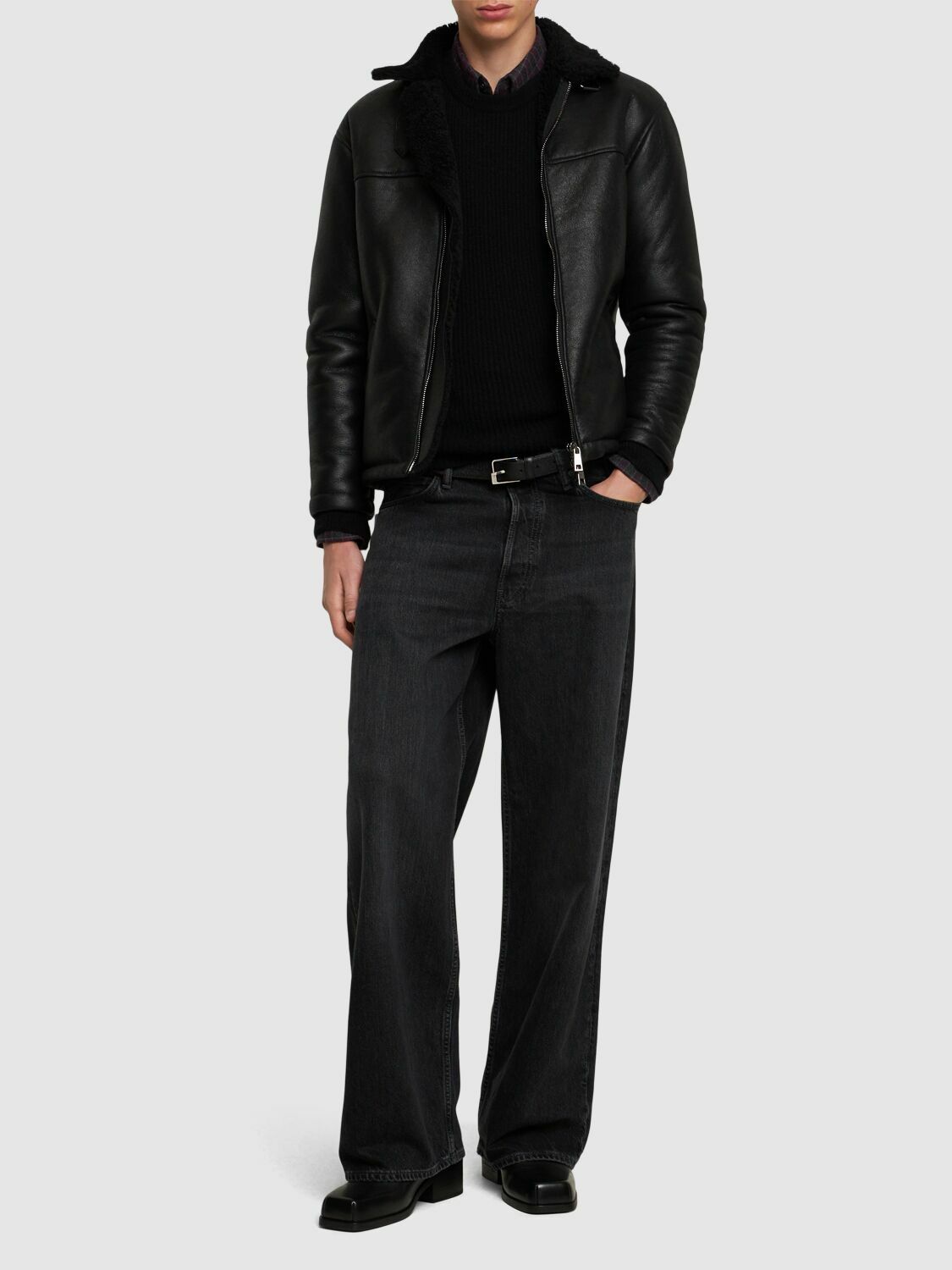GIORGIO BRATO Waxed Curly Shearling Jacket