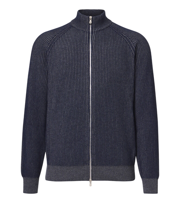 Photo: Brunello Cucinelli Ribbed-knit zip-up cashmere sweater