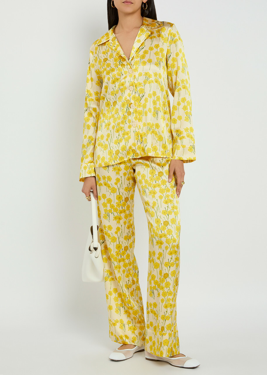 Bernadette Louis Floral-print Stretch-silk Pyjama Shirt Multi Print