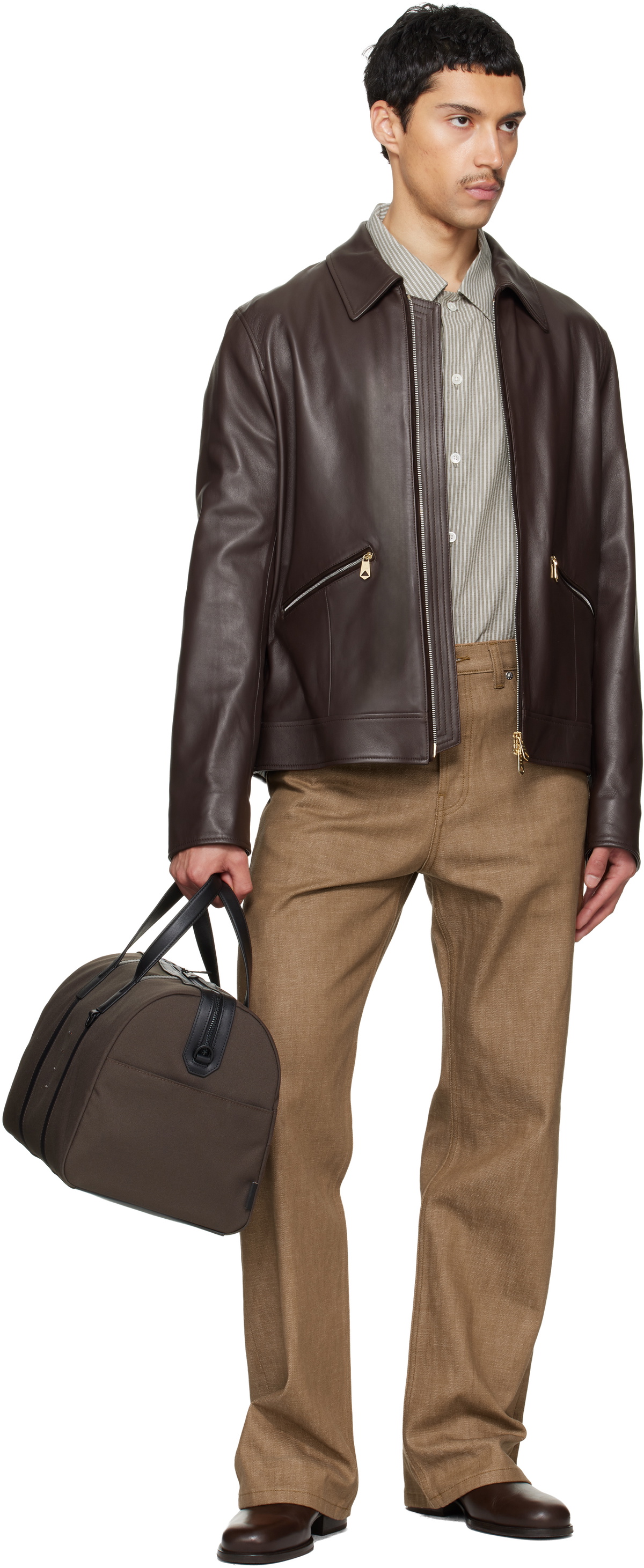 Paul Smith Khaki Cordura Laser 'Signature Stripe' Duffle Bag