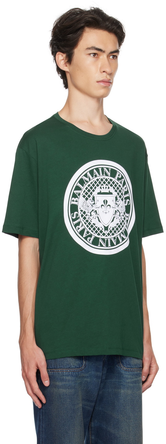 Balmain Green Flocked T-Shirt Balmain