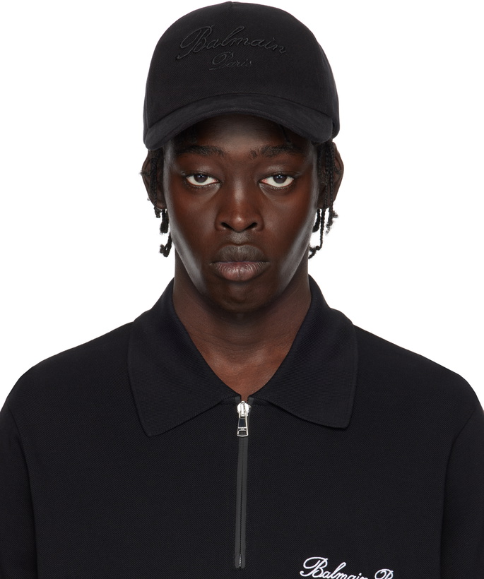 Photo: Balmain Black Cotton Baseball Cap