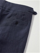 Rubinacci - Manny Tapered Pleated Linen Trousers - Blue