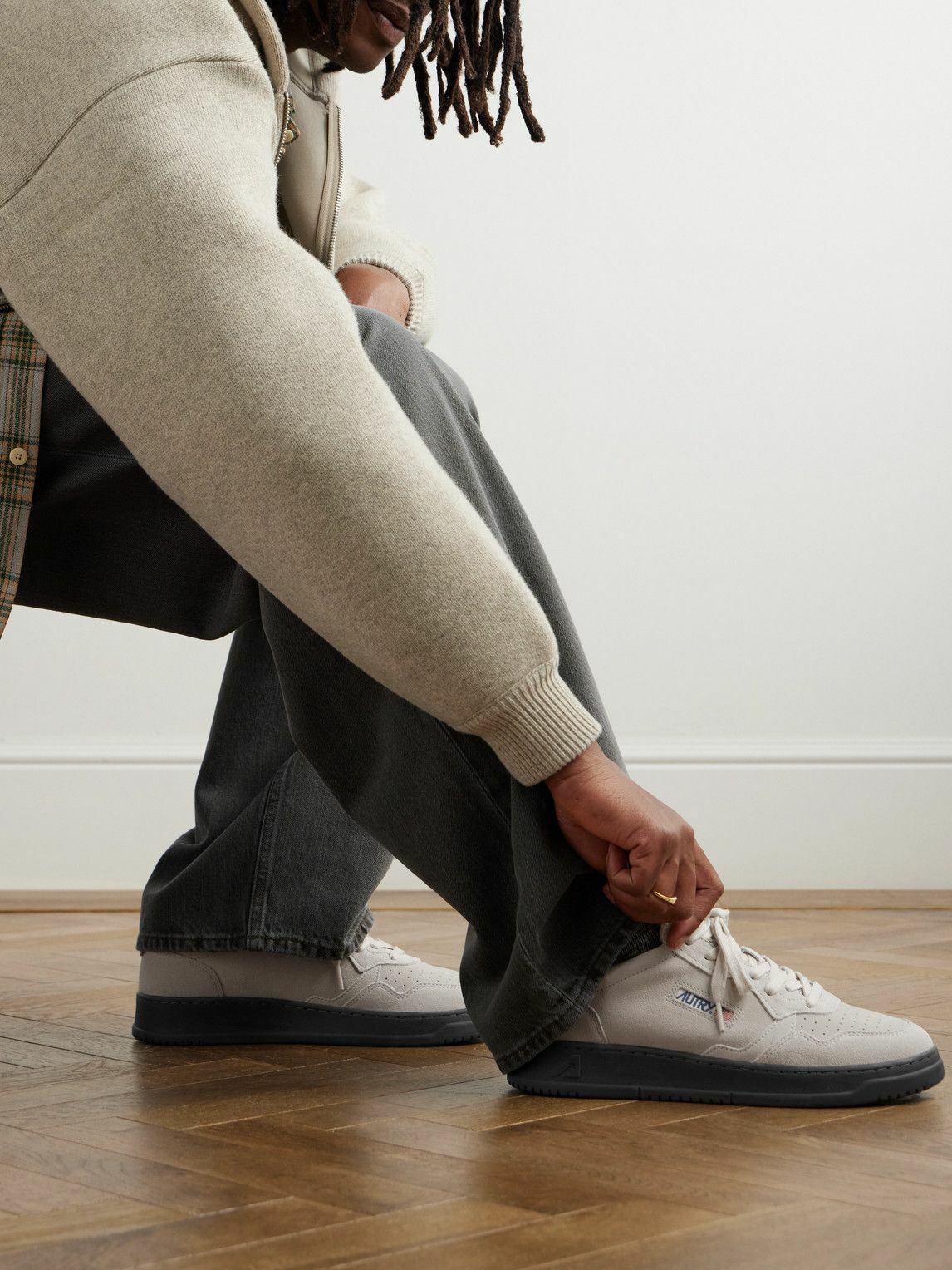 Autry - Medalist Leather-Trimmed Suede Sneakers - Neutrals Autry