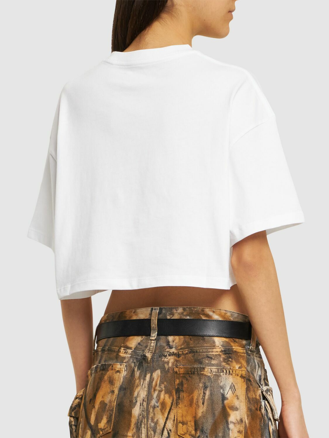 AMIRI - Logo Print Cotton Jersey Crop T-shirt Amiri
