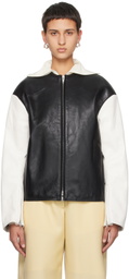 Jil Sander Black & White Embossed Leather Jacket