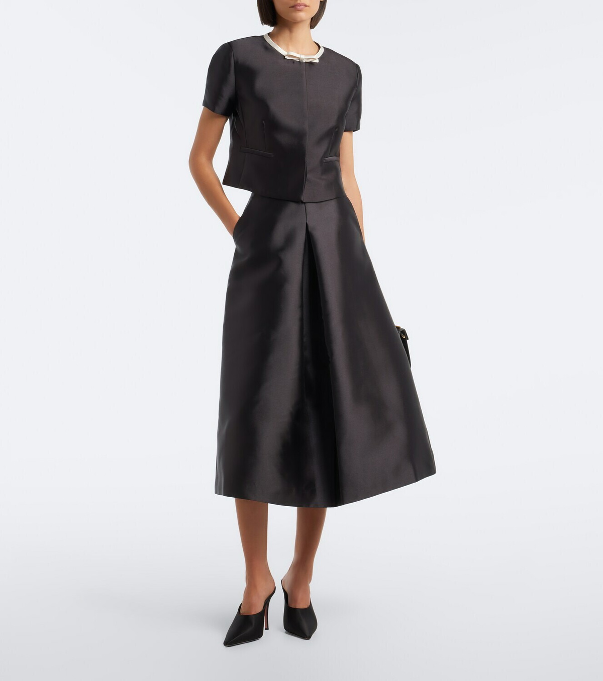 Simkhai Naelle bow-detail cropped satin top
