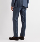 Etro - Striped Wool, Cashmere, Silk and Cotton-Blend Suit Trousers - Blue