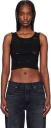 R13 Black Distressed Tank Top