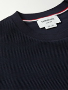 Thom Browne - Striped Ribbed Cotton-Jersey Sweatshirt - Blue