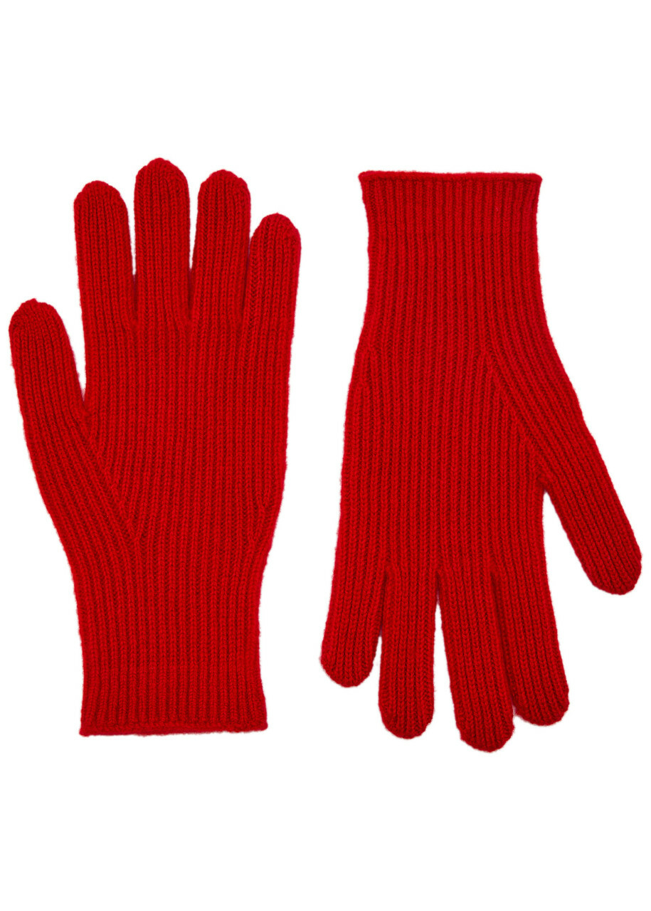 Toteme Ribbed Cashmere Gloves - Red - One Size