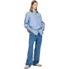 BALMAIN Blue Herringbone Poplin Regular Shirt