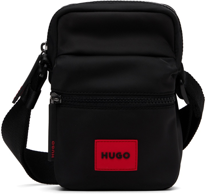 Photo: Hugo Black Logo Patch Crossbody Bag