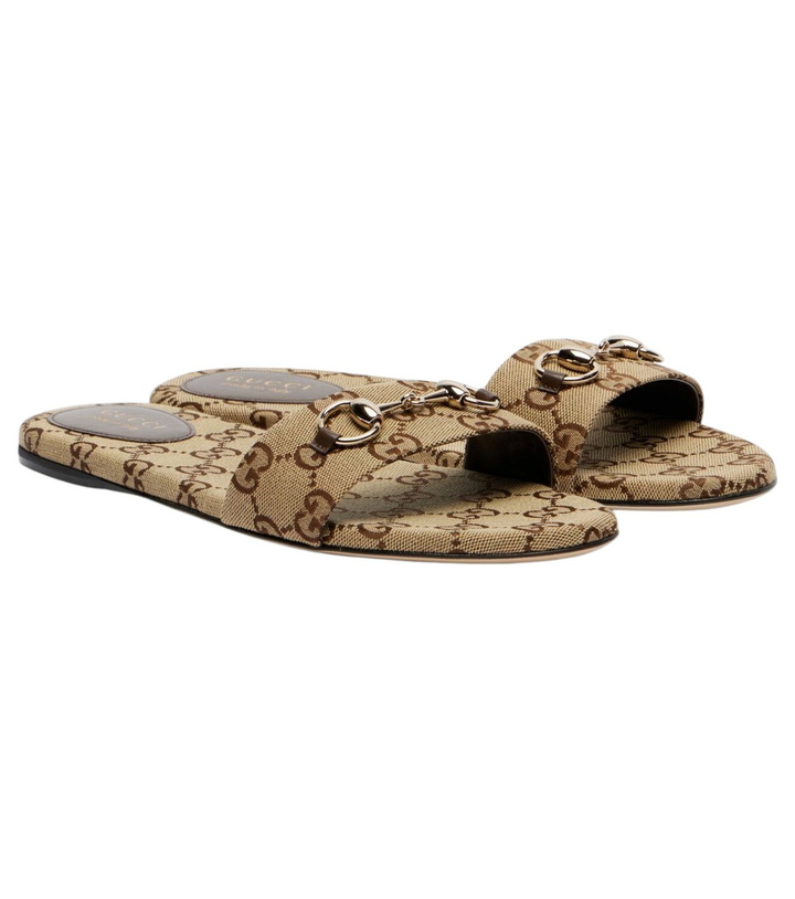 Photo: Gucci Horsebit GG canvas slides