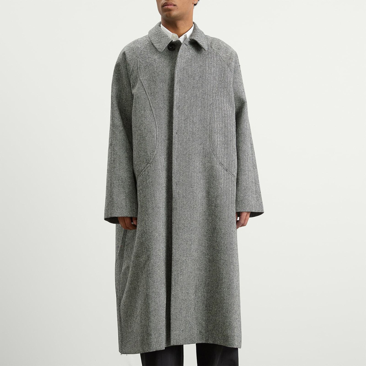Sage Nation Men's Takeshi Overcoat in Black And White Herringbone