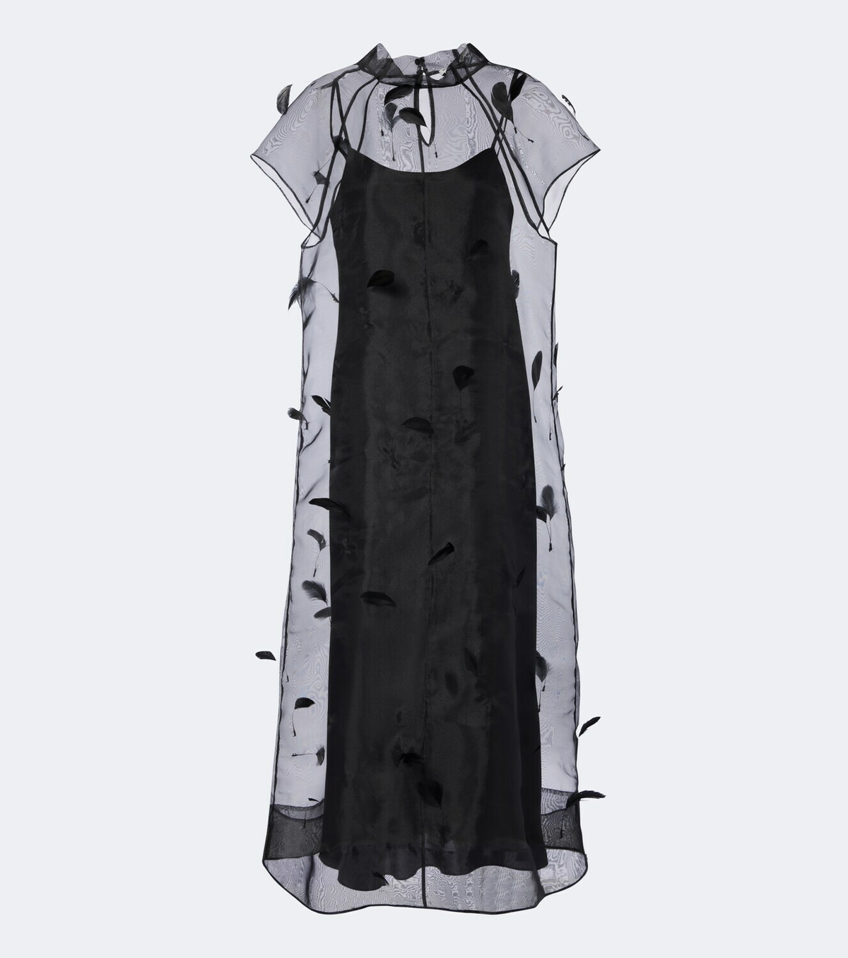 Simkhai Pauline feather-trimmed organza midi dress