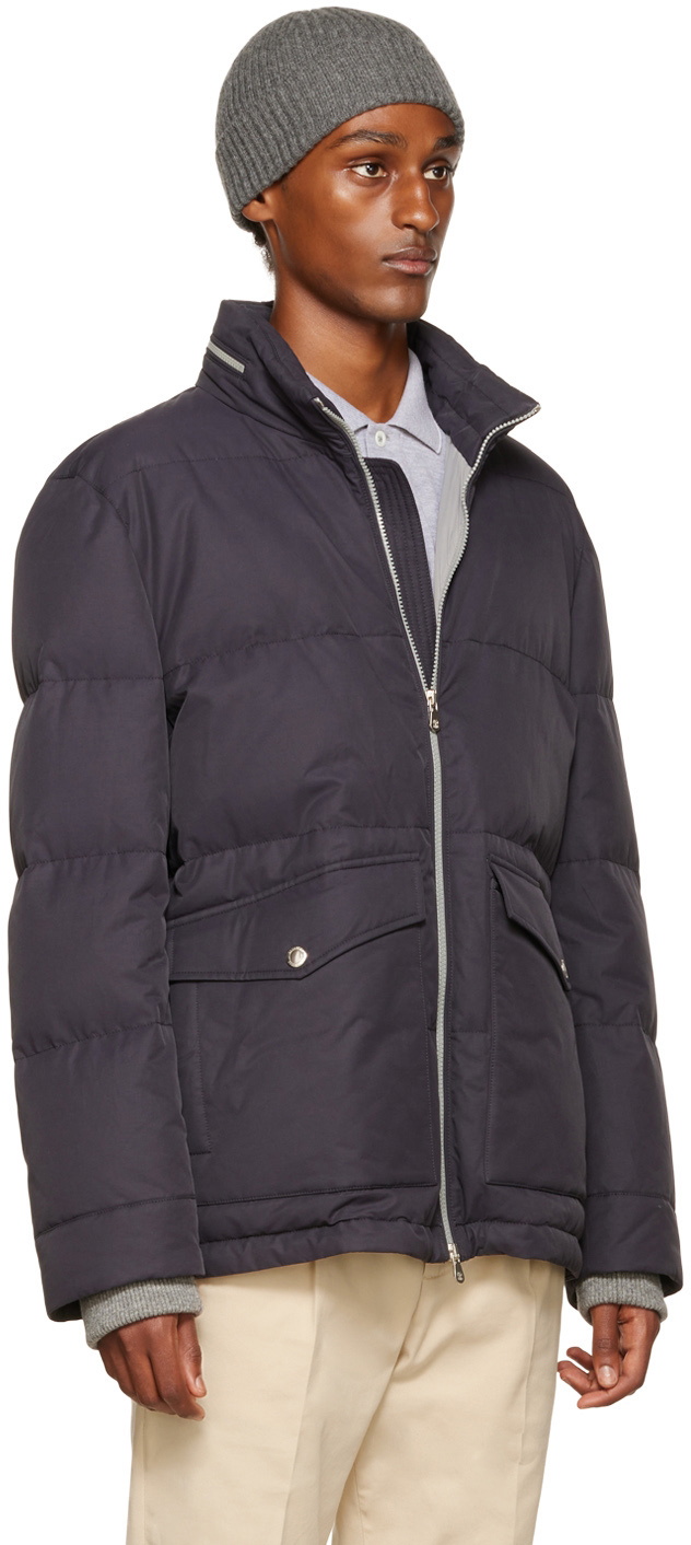 Brunello Cucinelli Navy Quilted Down Jacket Brunello Cucinelli