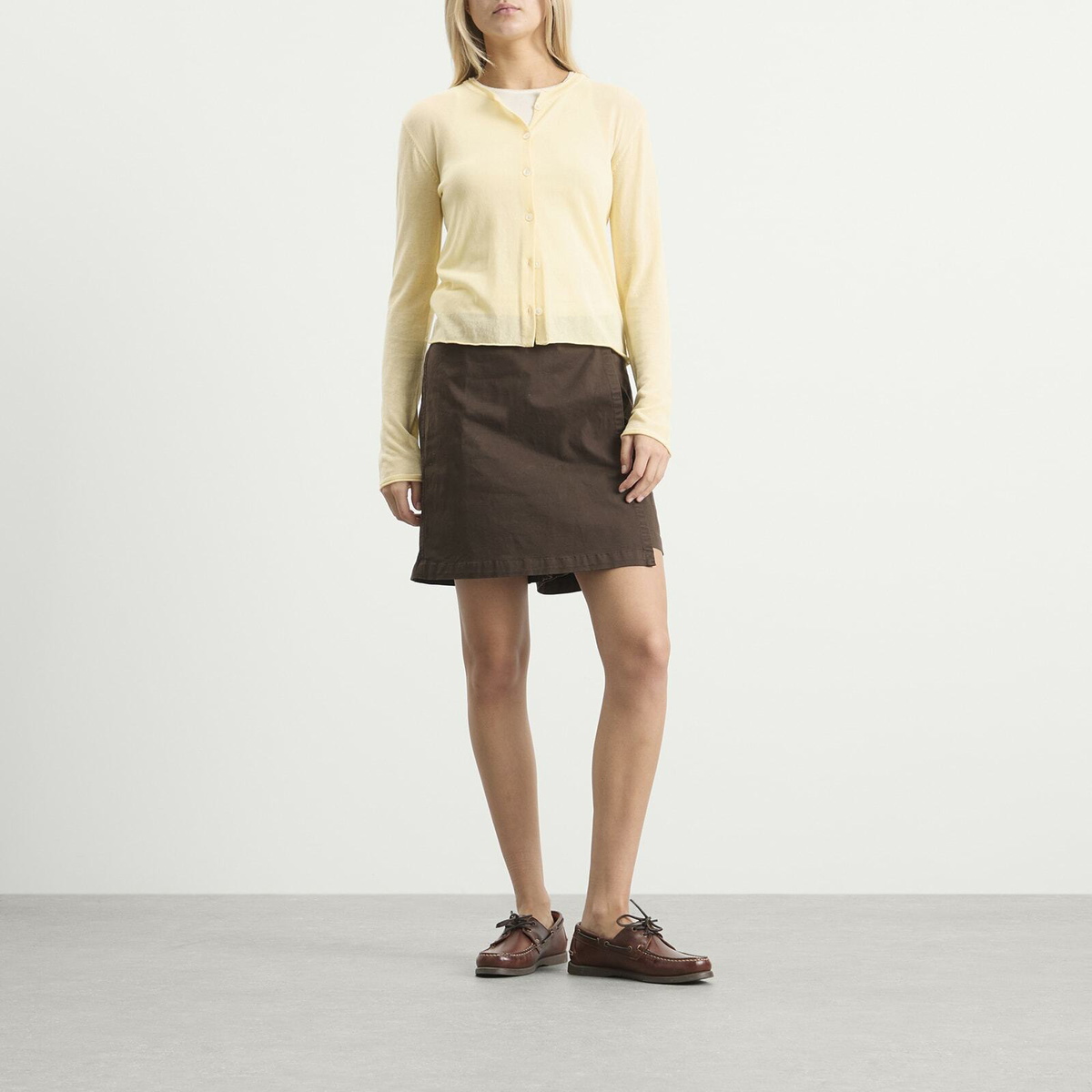DUNST Women's Cardigan in Soft Yellow