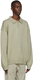 Fear of God ESSENTIALS Green Knit Long Sleeve Polo