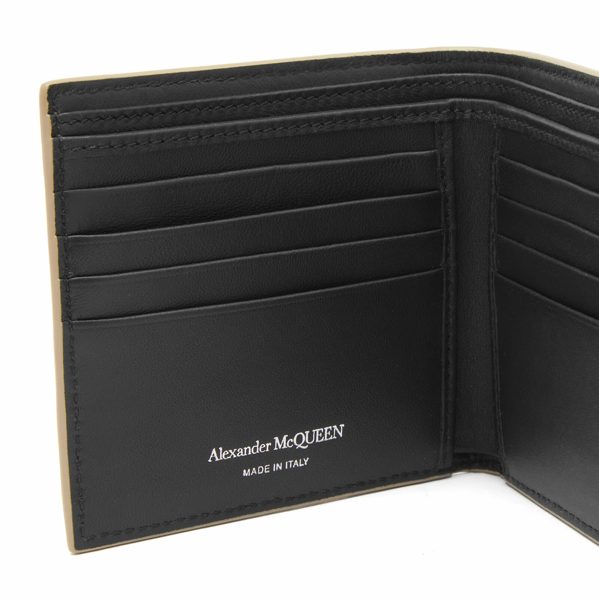 Alexander McQueen Men's Graffiti Logo Billfold Wallet in Beige