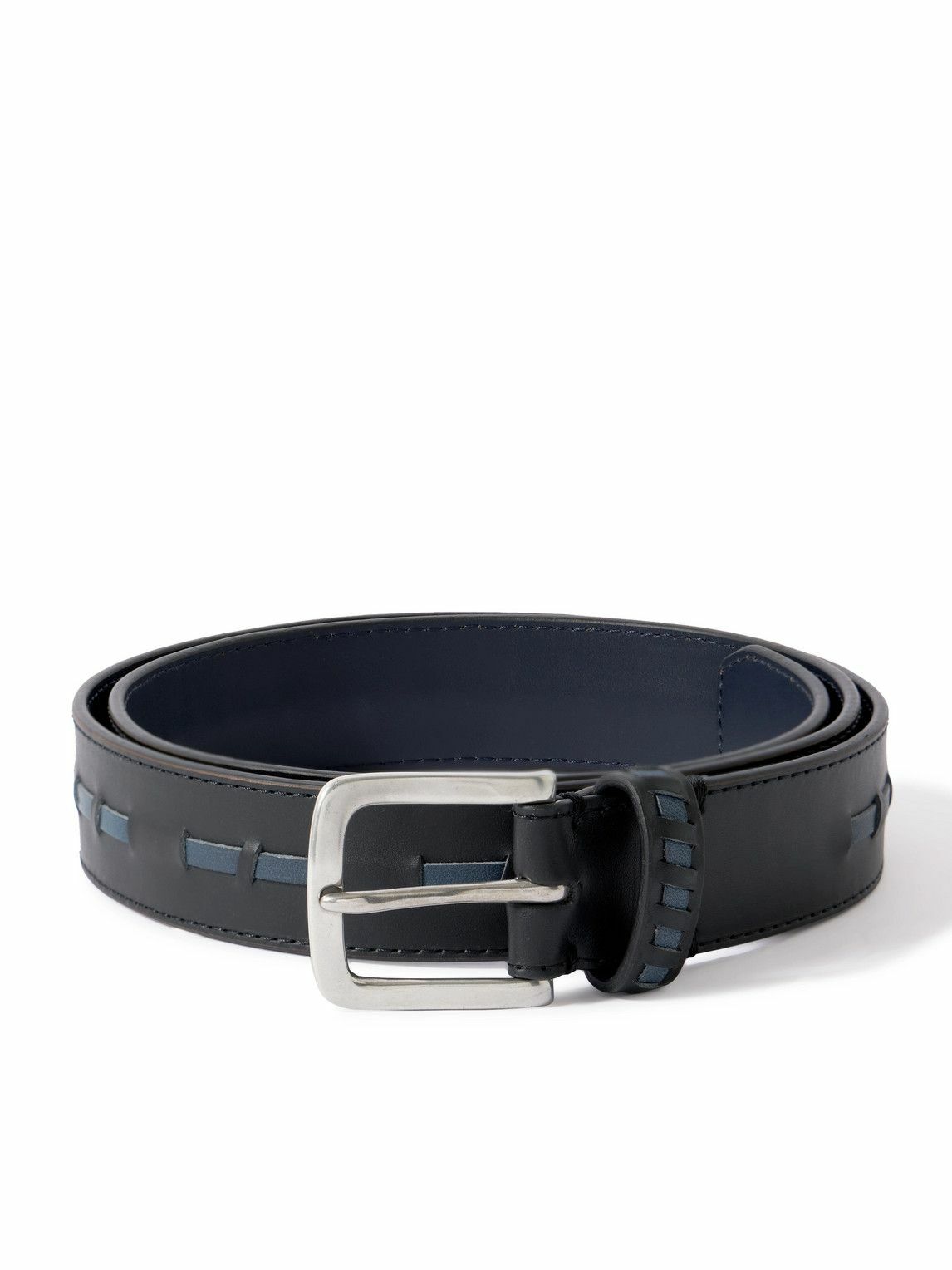 Paul Smith 3cm Whipstitched Leather Belt Blue Paul Smith