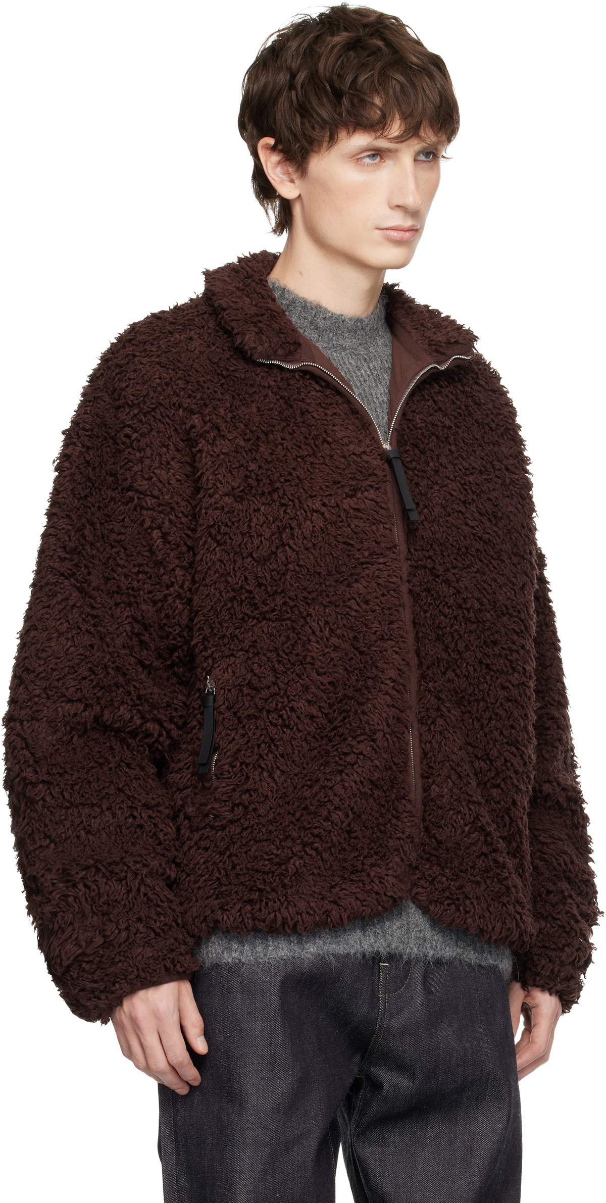 Jil Sander Burgundy Zip Up Jacket Jil Sander