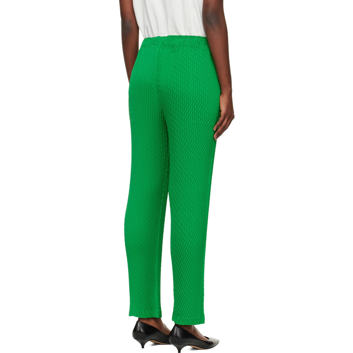 ISSEY MIYAKE Green Sleek Pleats Trousers