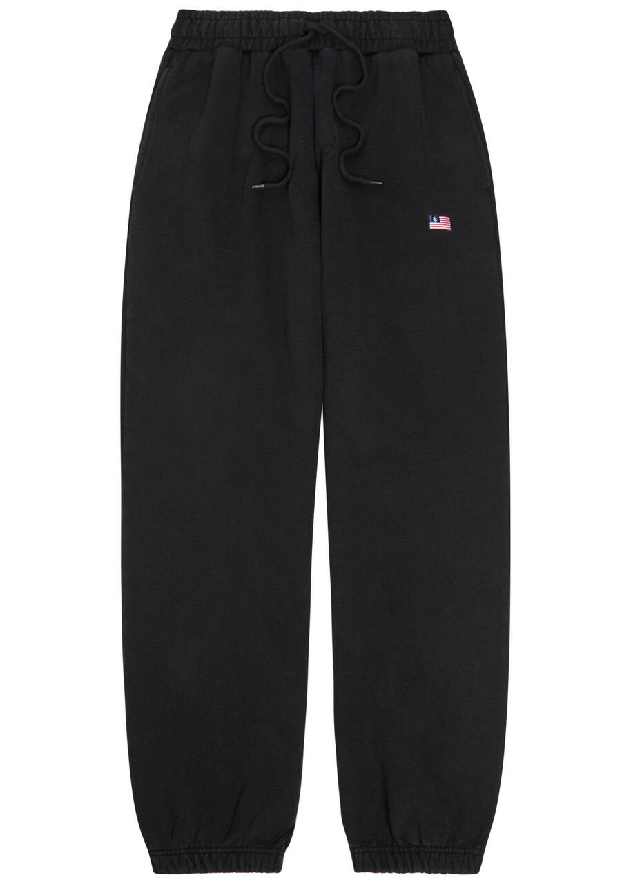 Cole Buxton Embroidered Cotton Sweatpants Black