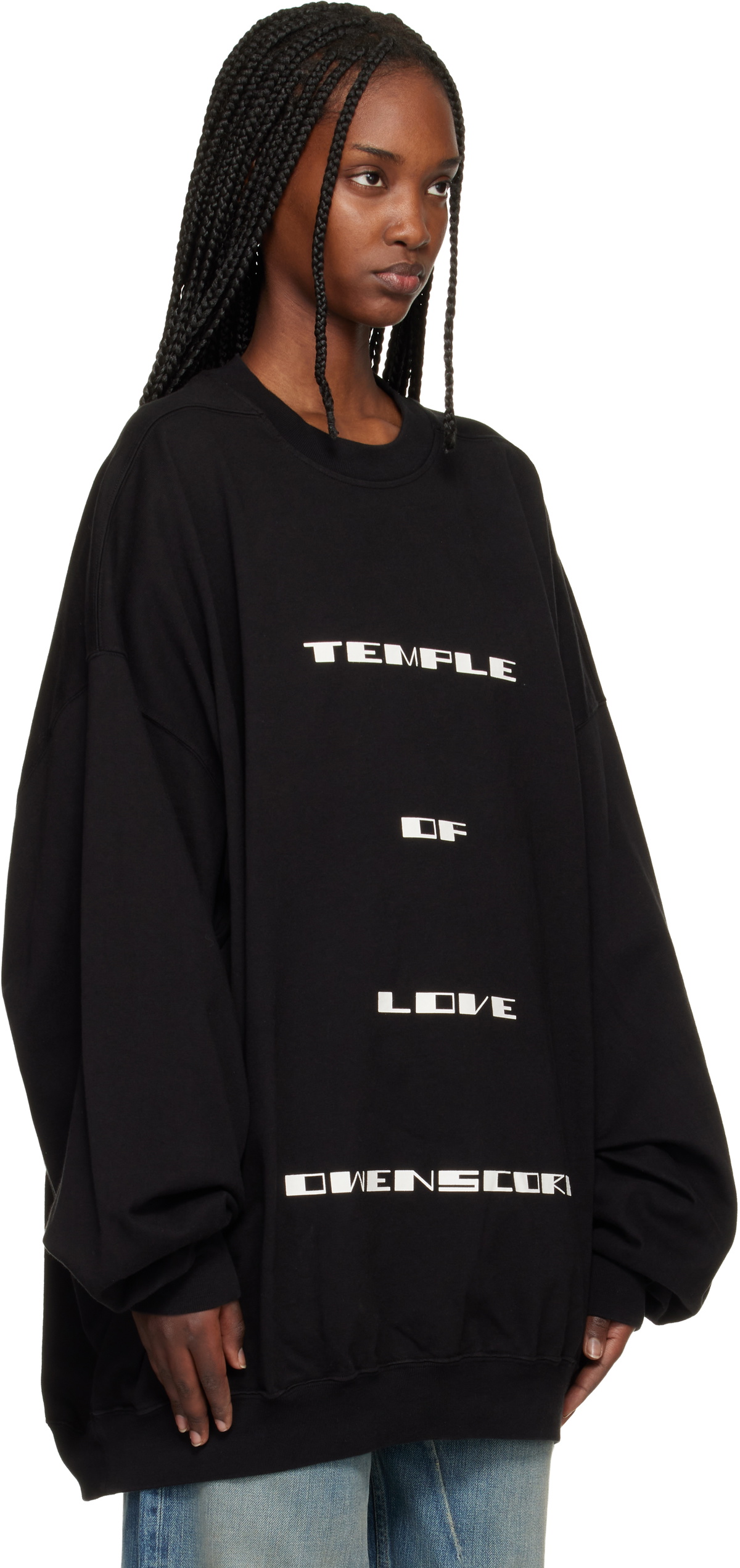 Rick Owens DRKSHDW Black Temple Hun Crewneck Sweatshirt