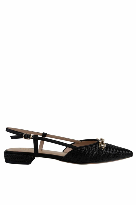 Photo: TwinSet Raffia Sandal With Jeweled Clamp