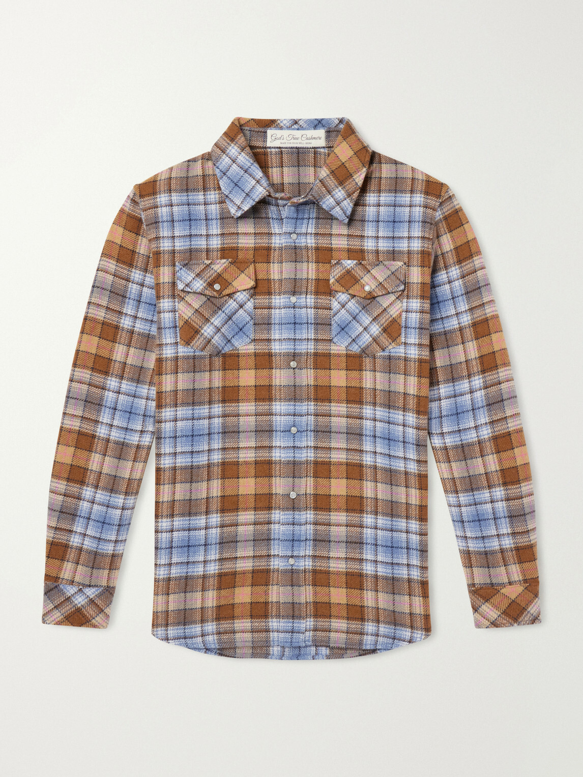 God's True Cashmere - Nomad Checked Cashmere Shirt - Blue
