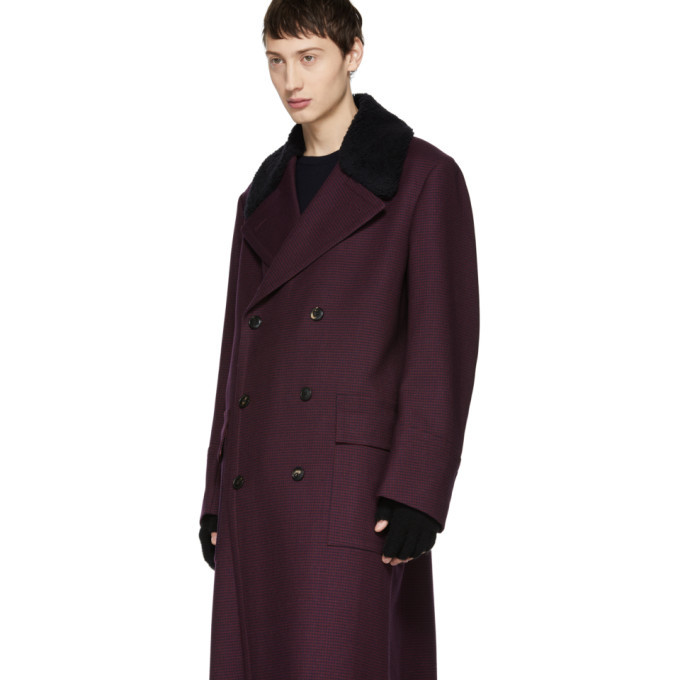 Paul Smith Burgundy Houndstooth Gents Overcoat Paul Smith