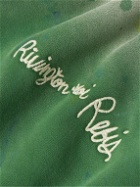 RRR123 - Gym Bag Logo-Embroidered Paint-Splattered Cotton-Jersey Hoodie - Green