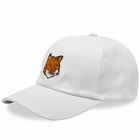 Maison Kitsuné Men's Large Fox Head Embroidery 6P Cap in White