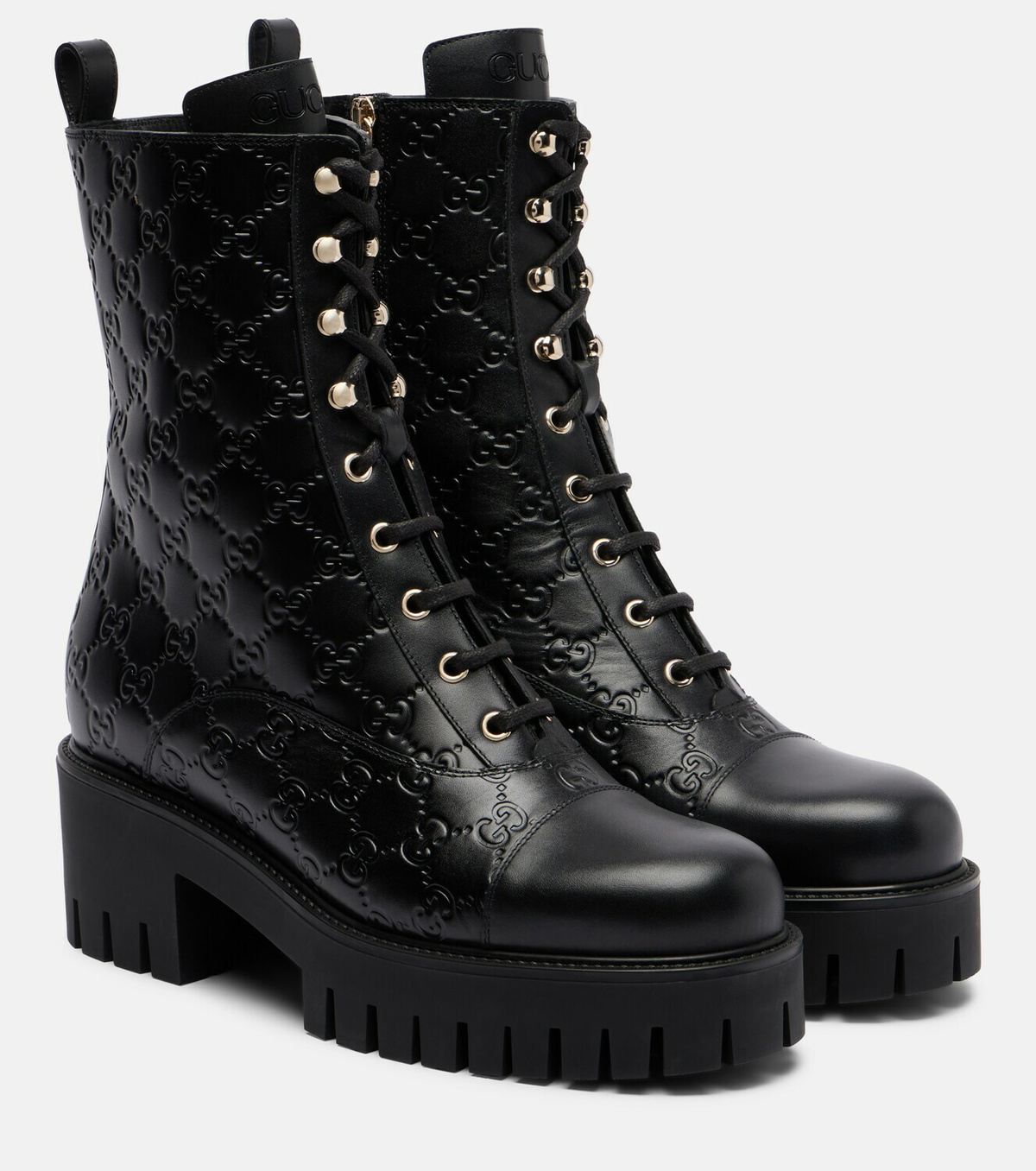 Gucci GG leather lace-up boots